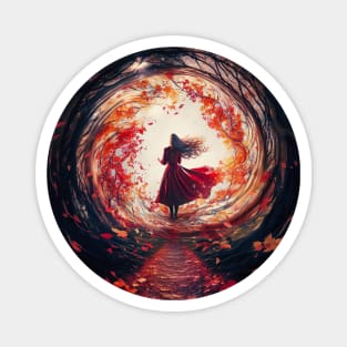 A Witch in a Portal of Leaves Magnet